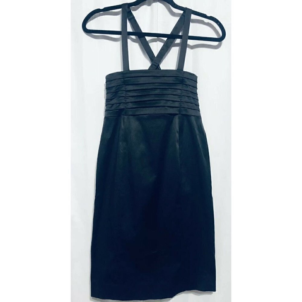 LUX Urban Outfitters Womens Size 0 Black Pleated Bodice Mini Dress Satin